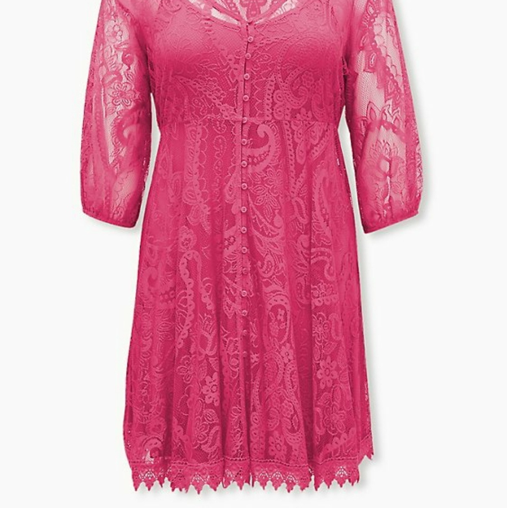 💗👗〰️Torrid〰️ lace button front skater dress OVERLAY 00X - Picture 6 of 6